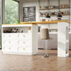 Extendable Dining Bar Table Kitchen Island with Storage Cabinet with 6 Drawers