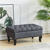 Rectangle Large Ottoman Shoe Bench Tufted Linen Fabric Seat Chesterfield Stools