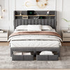 UPHOLSTERED BED FRAME 4FT6 DOUBLE STORAGE BED WITH CHARGING AND LIGHTING GREY