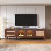 TV Stand TV Entertainment Unit Rattan Storage Sideboard Cabinet with LED Lights