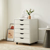 Office Cabinet Mobile Cabinet 5 Drawers with Wheels White