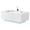 White High Gloss LED Coffee Table With Storage Lift Top Up Drawer Wooden Modern