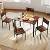Dining Table Set for 4 Space-Saving Dinette Set w/ 4 Chairs-Brown