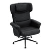 Padded PU Leather Manual Reclining Swivel Armchair Sofa Chair w/ Footstool Black