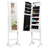 18 LEDs Jewelry Cabinet Floor Standing Jewelry Storage Organizer White