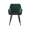 Set of 2 Green Velvet Dining Chairs with Arm rest Kitchen Dining Room Chairs