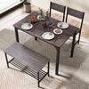 Wood Dining Table and 2 Chair with Bench 4 in 1 Restaurant Kitchen Furniture Set
