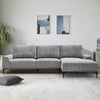Polyester L Shaped Corner Sofa 3 Seater Right Hand Facing w/Cushions Metal Leg