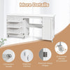 Multipurpose Sewing Machine Desk with Storage Shelves-White