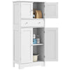 Freestanding Kitchen Storage Cabinet with 4 Doors Drawer and Shelves White