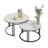 FATIVO Nesting Coffee Table Set of 2 White Marble Round End Table Pedestal Desk