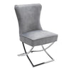 Set of 2 Velvet Dining Chairs with Buttoned Back Upholstered Seat Chorme Legs