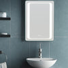Bathroom Mirror Cabinet Clock Shaver Socket Sensor Demister Pad With LED Lights