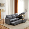 Pull Out Sofa Bed L Shape Corner Sofa with Reversible Chaise with Storage Grey