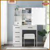 Dressing Table Mirror with 10 LED Lights Drawers Vanity Makeup Desk Stool Set
