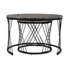 Round Coffee Table Set of 2 for Living Room White & Grey Stacking Nesting Table