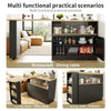 Kitchen Island Storage Cabinet w/ Extendable 360° Swivel Dining Table Bar Table
