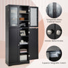 Kitchen Pantry Storage Cabinet 161cm Tall Freestanding Cupboard w/Glass Doors