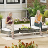 3 Pieces PE Rattan Conversation Set Patio Furniture Set White