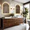 Arched LED Wall Mirror for Bathroom Backlit Anti-fog Time,Temp.Display Bluetooth
