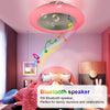 Ceiling Fan with Lighting RGB LED Light Adjustable Wind Speed Remote Control Nse
