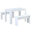 Dining Table and Chairs Set Wood Effect Table Dining Set 2 Bench Seats White