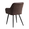 2× Brown Faux Leather Dining Chair Diamond Seat Metal Legs Dining Room Office