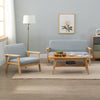 Wooden Single Seater Sofa Accent Chair Armchair Linen Fabric Living Room Grey