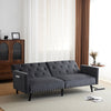 3 Seater Click Clack Sofa Velvet Mid Century Modern Couch with Solid Wooden Legs