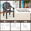 2X Stackable Garden Patio Chairs Outdoor Dining Chairs Cast Aluminum w/Armrests