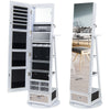 4 IN 1 Swivel Jewelry Cabinet Lockable Jewelry Armoire w/ Full-Length Mirror