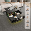 Square Coffee Table with LED Lights Cocktail Sofa Table for Living Room Black
