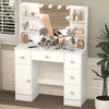 White Dressing Table Stool Vanity Set Makeup Desk 5 Drawers with Sliding mirror