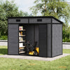 2 Doors Pent Shed Outdoor Tool House Lockable Plastic Garden Storage Sheds Grey