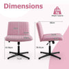 Mid Back Swivel Task Chair Bedroom Adjustable Criss Cross Legged Chair-Pink