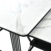 2Pcs Nesting Coffee Tables Set Square Stacking Side Tables Marble-Look White