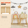 Cute End Tables Set of 2 with Rainbow & Cloud Patterns-Natural