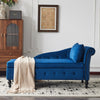 Upholstered Lounge Sofa with Armrest Chaise Sofa with Storage and Pillow Blue