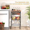 4-Tier Kitchen Storage Cart on Wheels with Pull-out Baskets-Black