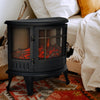 Black Electric Fireplace Log Burning Flame Stove Fire Heater Thermal Wood 1800W