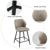 2 Pcs Beige PU Bar Stools Restaurant Bar Stools Soft Padded Seat Back Metal Legs