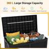 Rattan Texture Storage Container with Wheels & Lockable Lid Black
