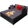 Rattan Garden Daybed Furniture Set Patio Sun Bed 2 Seater Lounger with Cushions