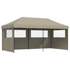 Foldable Party Tent - with 3 Sidewalls Taupe A0F4