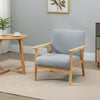 Wooden Single Seater Sofa Accent Chair Armchair Linen Fabric Living Room Grey