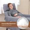 Push Back Recliner Chair Linen Fabric Reclining Armchair w/ Adjustable Backrest