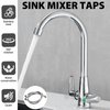 Modern Kitchen Sink Mixer Taps Swivel Spout Twin Lever Tap Mono Faucet Chrome UK