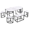 KITCHEN TABLE SET DINING TABLE AND 6 CHAIRS SET IN MARBLE EFFECT SPACE SAVING