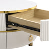 Round Nesting Nest Coffee Table Set with Storage 2 Drawer White Side End Tables