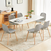 Set of 6 Dining Chairs Modern Plastic Chairs Wooden Legs Kitchen Home Grey